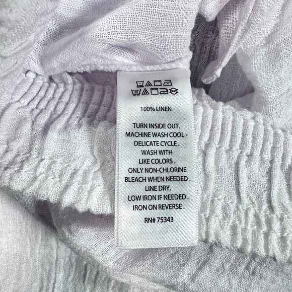 Sigrid Olsen 100% Linen Wide‎ Leg Beach Pants Women's Large White Boho Coastal - Picture 7 of 11